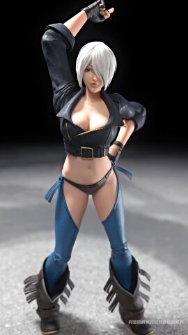 1girls 2020 3d abrakabadarka angel_(kof) artist_logo artist_name artist_signature belly belly_button big_breasts black_background black_fingerless_gloves black_gloves black_thong black_underwear blue-eyed_female blue_eyes bob_cut breasts cleavage clothed clothed_female clothes clothing cowboy_boots crop_top curvaceous curvaceous_body curvaceous_female curvaceous_figure curvaceous_hips curves curvy curvy_body curvy_female curvy_figure curvy_hips curvy_thighs fatal_fury female female_focus female_human female_on_top female_only fighter fighting_pose fingerless_gloves grey_boots grey_floor hair_over_one_eye king_of_fighters king_of_fighters_xiv king_of_fighters_xv latina latina_female leather_clothing leather_crop_top leather_gloves leather_topwear lighting looking_at_viewer looking_pleasured luchadora mexican mexican_female navel pointing pointing_up shiny shiny_body shiny_bottomwear shiny_breasts shiny_clothes shiny_hair shiny_skin shiny_thighs shiny_topwear snk snk_heroines:_tag_team_frenzy solo solo_female solo_focus tagme thick thick_body thick_breasts thick_hips thick_legs thick_lips thick_thighs thighhighs thighs thong thong_underwear underwear underwear_only video_game_character voluptuous voluptuous_female watermark white-haired_female white_hair