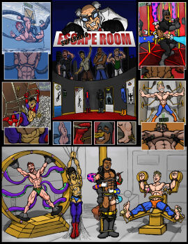 4boys aquaman asian_male batman batman_(bruce_wayne) black_hair blonde_hair bondage bruce_wayne clark_kent clown clowns costume dark-skinned_male dark_skin escape_room failed_escape hairbrush halloween kal-el kitelcat mad_scientist male male_only marvel marvel_comics no_visible_genitalia overconfident penis pinwheel punishment red_hair roller_brushes spider-man superhero_costume superman superman_(clark_kent) tentacles_on_male tickle_fetish tickle_torture tickling tickling_armpits tickling_crotch tickling_feet tickling_heel tickling_machine tickling_navel tickling_nipples tickling_sides tickling_thighs tickling_toes tickling_torso toothbrush traps underwater vibrator vibrator_on_penis yaoi