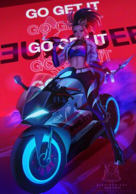 1girls 2d akali female female_focus female_only k/da_akali k/da_all_out_series k/da_series league_of_legends rinrindaishi tagme