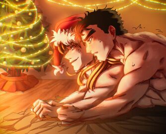 2boys black_hair blonde_hair dio_brando gay jojo's_bizarre_adventure jotaro_kujo lying_on_person male male/male male_on_male male_only on_stomach stardust_crusaders yaoi