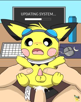 2024 anal anal_sex artist_logo ass blush bodily_fluids bottle computer container cum cum_in_ass cum_inside duo electricity electronics eyewear eyewear_on_head faceless_character faceless_human faceless_male feral feral_penetrated first_person_view fleshlight_position fur generation_2_pokemon genital_fluids goggles goggles_on_head hi_res human human_on_feral human_penetrating human_penetrating_feral human_pov interspecies larger_human logo male male/male male_feral male_human male_on_feral male_penetrated male_penetrating male_penetrating_feral male_penetrating_male male_pov mammal nintendo penetration penile penile_penetration penis penis_in_ass pichu pichu90 pokemon pokemon_(species) pokephilia scarf sex size_difference smaller_feral smaller_penetrated sparks_pichu water_bottle white_scarf yellow_body yellow_fur zoophilia