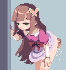 1boy 1girls against_wall ambiguous_penetration animated bent_over disembodied_penis edit female flat_chest gif iris.exe long_hair male mega_man mega_man_battle_network osimder penis pixel_animation pixel_art resized sex small_breasts unseen_male_face