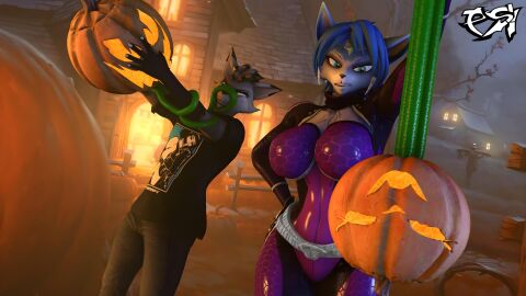 1boy 1girls 2024 3d absurd_res angry_expression angry_face anthro ass big_ass big_breasts big_butt blue_body blue_fur blue_hair breasts clothing corruption digital_media_(artwork) disgusted_expression disgusted_face disgusted_look duo female fox fox_tail fur furry furry_only grabbing_face green_eyes halloween halloween_2024 hi_res huge_ass huge_breasts jack-o'-lantern krystal male mammal mind_control nintendo oc open_mouth original_character plant psikokinetic pumpkin pumpkin_head resisting smile source_filmmaker spacesuit star_fox thick_ass thick_hips thick_thighs vine_tentacles vines