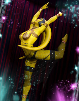1girls 3d aphrodite-ns belly_chain dancer dancer_outfit female fishnets harem_girl harem_outfit headwear original_character slave slave_girl slave_outfit star_wars twi'lek yellow_skin