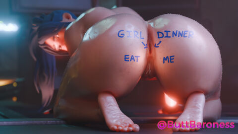 3d anal anus ass asshole bent_over big_ass bigass blender blue_hair buttbaroness embarassed female female_only fortnite fortnite:_battle_royale hope_(fortnite) huge_ass pussy pussy_visible sad soaked squat vagina wet wet_body wet_pussy writing_on_body