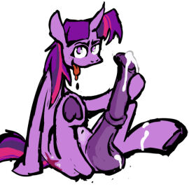 animal_genitalia animal_penis balls bodily_fluids cum equid equine equine_genitalia equine_penis feral friendship_is_magic genital_fluids genitals hasbro hooves horn intersex looking_at_viewer mammal my_little_pony mythological_creature mythological_equine mythology penis saliva sewerchick simple_background solo tongue tongue_out twilight_sparkle_(mlp) underhoof unicorn