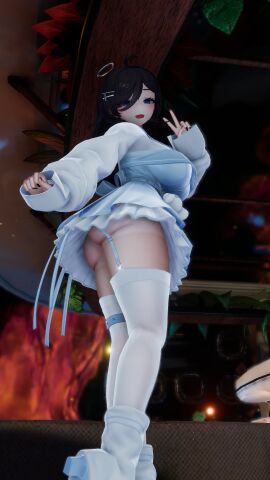 5_fingers ass blue_eyes breasts female indoors inside open_mouth peace_sign sierra_mist_0101 solo tagme unity_(engine) vrchat vrchat_avatar vrchat_booth vrchat_model white_sclera