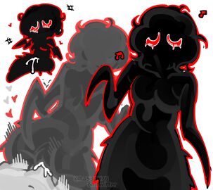 1boy 1girls artist_sona black_body creature cum_inside female female_only ha534076 heart male male/female monster monster_girl penis pussy pussy_juice semen solo vaginal_penetration void