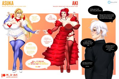 2girls breasts female high_heels huge_breasts human izayoi_aki m_jr_art platform_heels revealing_clothes text voluptuous yu-gi-oh!