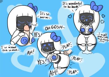 android big_breasts breasts brokenrekordbro cock_worship cum cum_drip cum_in_pussy cum_inside cum_on_body cum_on_face female from_behind humanoid iota_(brokenrekordbro) kissing_penis looking_pleasured male mob_face no_humans original original_character paizuri penis pussy pussy_juice pussy_juice_drip robot robot_girl screen_face sex shortstack tagme text thick_thighs