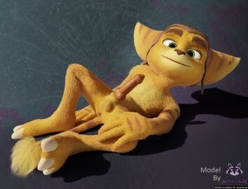 1boy 3d anthro anus balls big_ears blender_(artwork) claws clothing digital_media_(artwork) english_text erection feet front_view fur genitals green_eyes hat headgear headwear hi_res lombax looking_at_viewer male male_only mammal markings mostly_nude on_model penis pink_penis ratchet_(ratchet_and_clank) ratchet_and_clank ring_(marking) ringed_tail rockyrcoon simple_background smile solo sony_corporation sony_interactive_entertainment spread_legs spreading striped_markings striped_tail stripes tail tail_markings tail_tuft text toe_claws tuft yellow_body yellow_fur