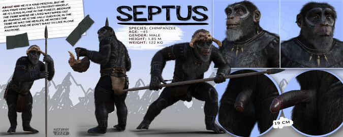 2024 3d_(artwork) 5_fingers 5_toes angry anthro ape areola arm_tattoo armband armor artist_logo artist_name ass back_tattoo beard belly_tattoo belt biped black_body black_fur black_penis black_skin blue_background bodypaint bone bone_necklace bottomwear bottomwear_aside brown_body brown_eyes brown_skin bust_portrait character_name chest_tattoo chimpanzee close-up closed_smile clothed clothed_anthro clothed_male clothing clothing_aside countershade_fur countershade_torso countershading dated digital_media_(artwork) ear_piercing erection facial_hair facial_piercing facial_tattoo feet fighting_pose fingernails fingers flaccid frown full-length_portrait fur genital_close-up genitals glans glistening glistening_body glistening_genitalia glistening_glans glistening_penis glistening_skin gradient_background grey_background grey_beard grey_body grey_fur half-erect haplorhine headgear headgear_only helmet helmet_only hi_res holding_armor holding_headgear holding_helmet holding_melee_weapon holding_object holding_spear holding_weapon huskyman24 jewelry logo loincloth loincloth_aside loincloth_only looking_aside looking_at_viewer looking_back male mammal markings mature_anthro mature_male melee_weapon model_sheet mouth_closed multicolored_body multicolored_skin multiple_images multiple_poses nails necklace nipples nose_piercing open_mouth pan_(genus) pecs penis piercing polearm portrait pose primate purple_glans realistic_penis_size rear_view red_tongue septus_(huskyman24) simple_background smile solo spear standing tattoo teeth three-quarter_view toenails toes tongue topless tribal tribal_clothing tribal_jewelry tribal_markings tribal_necklace tribal_tattoo two-tone_body two-tone_skin urethra vein veiny_penis wardrobe_malfunction weapon wearing_helmet