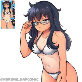 1girls alternate_universe bikini black_hair embarrassed female glasses hayase_nagatoro kurume_napcomic long_hair nerdy nerdy_female please_don't_bully_me nagatoro source_request swimsuit tagme tan-skinned_female tan_body tan_lines tan_skin tanned tanned_female tanned_skin white_background yellow_eyes
