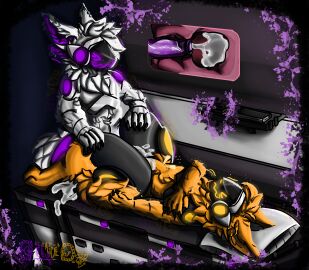 absurd_res anthro bartiox bodily_fluids cum cum_inside cumshot duo ejaculation female genital_fluids genitals hi_res machine male male/female penis protogen sex venomorg