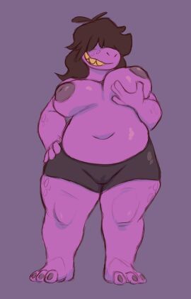 belly belly_button breasts chubby clothing deltarune feet female holding_breast nipples susie_(deltarune) tagme thighs undertale_(series) xxthegreyfoxxx