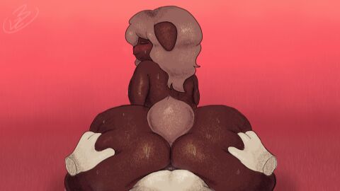 16:9 abstract_background ambiguous_gender anal anal_sex animated anthro anus ass ass_grab balls big_hair blush bodily_fluids brown_body brown_hair butt_grab canid canine canis disembodied_hand doggy_style domestic_dog duo first_person_view floppy_ears from_behind_position genitals grabbing_from_behind hair hand_on_ass hand_on_butt hi_res lazy_sunshine looking_at_viewer looking_back male male/ambiguous mammal musk musky_butt nude nude_ambiguous nude_anthro nude_male penetration penis pov sex short_playtime short_tail signature smile sweat sweaty_ass sweaty_butt tail widescreen