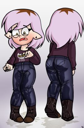 1girls amity_blight ass disney disney_channel female female_only fully_clothed omorashi peeing peeing_self piss solo the_owl_house urinating urinating_female urination urine_on_ground urine_on_legs urine_pool wetting wetting_self yellowzonemx