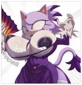 2d 2d_(artwork) 2d_artwork a_name_for_me ass blaze_the_cat bouncing_breasts breast_expansion breast_growth breast_growth_(enlargement) breasts breasts_bigger_than_head breasts_out cat_ears cat_girl cat_humanoid cat_tail dark_areola dark_nipples eyelashes fan female gem gem_on_forehead gloves head_gem hereapathy hips large_areolae large_breasts large_hips legwear purple_fur ripped_clothing sega sonic_(series) sonic_the_hedgehog_(series) stockings surprised surprised_expression the_murder_of_sonic_the_hedgehog thick_ass thick_hips thick_thighs thighs thin_waist violet_clothing white_background wide_hips yellow_eyes