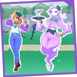 anthro art_trade cassette_beasts djinn djinn_entonic female genie genie_girl genie_transformation kayleigh_(cassette_beasts) orange_hair transformation urusee584