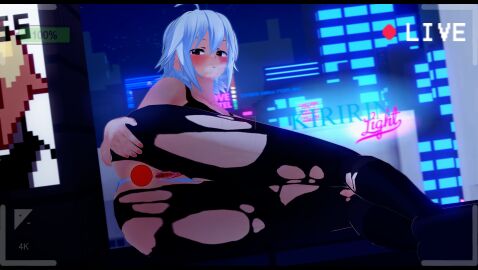 1girls 3d ahoge anal_plug ass ass_focus ass_grab blush buttplug buttplug_in_ass dana_zane female koikatsu light-skinned_female light_skin livestream looking_down medium_hair open_mouth panties_aside partially_clothed recording ripped_clothing solo solo_female solo_focus spiritofrei steamy_breath sweat va-11_hall-a white_hair