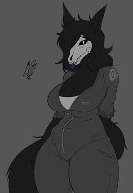 big_breasts breasts female huge_breasts jumpsuit mal0 malo monster_girl mr_4314 scp-1471 scp-1471-a scp_foundation sfw skull_head solo tagme