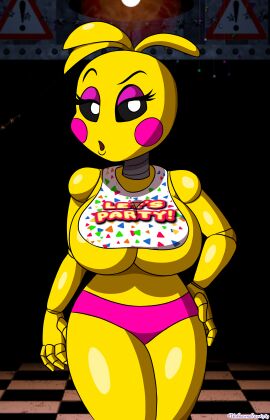 1girls animatronic animatronic_female anthro background big_thighs breasts busty busty_female female female_focus female_only five_nights_at_freddy's five_nights_at_freddy's_2 fnaf hand_on_hip office sexy solo thighs tits toy_chica_(fnaf) unknowndraw6798