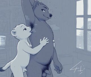 2boys adult_on_cub cub furry gay licking male male_cub male_only penis unknown_artist yaoi young