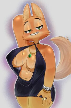 2d anthro big_breasts black_dress breasts canine canine_humanoid clothing_pull cute cute_face diane_foxington digital_media_(artwork) dreamworks dress ear_tuft eyebrow_piercing eyebrows eyelashes female female_only fox fox_humanoid front_view fur furry furry_female furry_only green_eyes grimy291 jewelry mammal mammal_humanoid necklace orange_body orange_fur piercing red_nose slutty_dress solo solo_female standing tagme tail tan_body the_bad_guys tuft universal_pictures universal_studios white_sclera