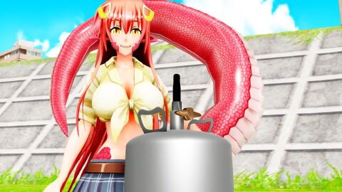 imbapovi inflation lamia miia_(monster_musume) monster_musume_no_iru_nichijou rachnera_arachnera tagme tail_inflation video