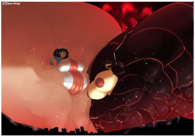 2girls april_(berggie) ass ass_body belly berggie big_ass black_hair breasts carlosgizza collaboration colossal_ass dragon_horns enormous_ass female female_only giantess gigantic_ass glasses huge_ass huge_breasts hyper_ass hyper_breasts hyper_thighs large_ass lilian_(carlosgizza) massive_ass multiple_females multiple_girls nipples tan_body thick_thighs thighs thunder_thighs wide_hips