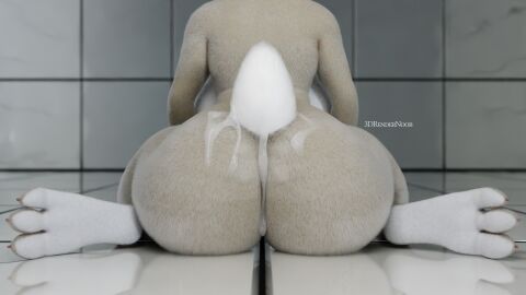 1girls 3d_(artwork) 3drendernoob ass backboob barefoot breasts cum_on_ass curvy female furry furry_only judy_hopps large_ass shortstack solo_focus zootopia