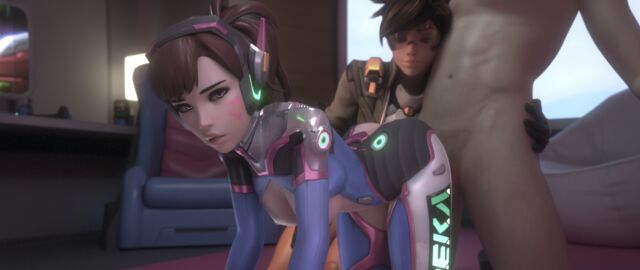 2girls 3d ambiguous_penetration blizzard_entertainment breasts d.va female fraxxlr implied_sex male naked naked_male nude overwatch overwatch_2 sex small_breasts teenager