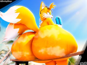 1boy 3d anthro ass ass_bigger_than_head ass_focus beach big_ass big_butt blue_eyes bubble_butt canine cindablimp curvaceous curvy curvy_figure femboy fox furry girly hot huge_ass hyper_ass low-angle_view male male_only miles_prower musk musk_clouds musky_butt nude open_mouth palm_tree popsicle public public_nudity sega solo solo_male sonic_(series) sonic_the_hedgehog_(series) steam steamy_ass sunglasses sunglasses_on_head swamp_ass sweat sweating sweaty sweaty_butt tail tails tails_the_fox thick_thighs voluptuous voluptuous_male wide_hips