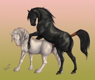 2017 animal_genitalia animal_penis animal_pussy anus balls black_anus black_balls black_body black_mane black_tail breasts brown_eyes crotchboobs crotchboobs_visible_through_thighs dated duo equid equine equine_anus equine_genitalia equine_penis equine_pussy erection female female_penetrated feral feral_on_feral feral_penetrated feral_penetrating feral_penetrating_feral from_behind_position fur genitals gradient_background horse male male/female male_penetrating male_penetrating_female mammal mane mounting mouth_closed penetration penile penile_penetration penis penis_in_pussy pussy rufciu sex side_view signature simple_background tail vaginal_penetration white_body white_fur white_mane white_tail