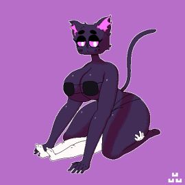 1boy 1girls 2d animated anthro ass big_ass big_breasts big_thighs bouncing_breasts breasts cat_ears cat_girl cat_humanoid cat_tail cate_(kaff_k) catgirl cute dark_skin endercatwoman endergirl enderman enderwoman fat_ass feline female furry hi_res highres kaff_k male minecraft minecraft_mob oc pixel_animation pixel_art pressed_against sitting sitting_on_face sitting_on_person straight taller_female tight_clothing twerking