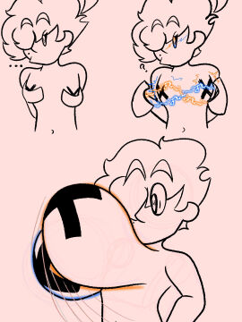 before_and_after bouncing_breasts breasts female huge_breasts magic original pasties poshie poshmoon shocked_expression simple_background