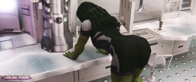 2people 3d 3d_animation animated armor ass_jiggle blue_eyes breasts confused fighting fully_clothed green_body green_eyes green_hair green_skin heroine huge_ass marvel marvel_comics mp4 purple_body she-hulk slapping_ass slapping_butt sound spanked spanked_butt spanking tagme thanos thick_ass video villainess visualtoon