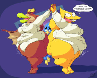 2024 abstract_background alien alphys animal_humanoid anthro ass avian beak berdly between_butts big_ass big_butt bimbo bird blue_body bodily_fluids breasts cellulite clothing colored_nails deltarune dialogue english_text eyelashes eyewear female femboy glasses green_lips green_nails group gulpspooky gungan hi_res huge_ass huge_butt humanoid lips lizard_humanoid male male/female motion_lines nails nerd overweight overweight_anthro overweight_female reptile reptile_humanoid scalie scalie_humanoid smile smothering speech_bubble standing star_wars sweat text thick_lips thick_thighs topwear trio undertale undertale_(series) wide_hips yellow_body