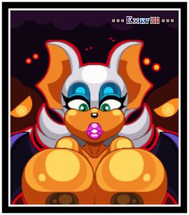 anthro anthro_female big_boobs big_breasts breasts exkrill female female_anthro furry_female halloween_theme lips mobian_(species) nipples pixel_art project_x_love_potion_disaster rouge_the_bat sonic_(series) sprite
