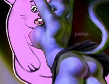 anthro big_breasts breasts cartoon_network duo ebamick female nicole_watterson rear_view richard_watterson solo_focus squash_(disambiguation) squashed_body the_amazing_world_of_gumball toony