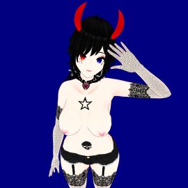 ashley_roquefort ashleyvt92 big_breasts black_hair boobs_out breasts breasts_out cat_ears cat_tail female naked naked_female nipples nipples_outside nude nude_female pink_nipples red_eyes red_nails tattoos vroid white_body