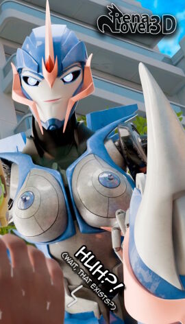 arcee arcee_(prime) female hub looking_at_viewer pov renalover3d size_difference transformers transformers_prime