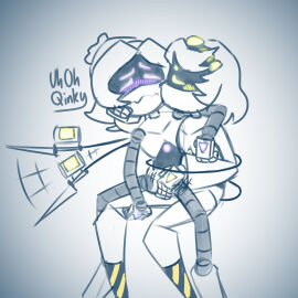 2d 2girls blush blush_lines clitoris disassembly_drone female female_only fingering glitch_productions humanoid kissing kissing_cheek lesbian_couple murder_drones pussy robot robot_girl robot_humanoid rubbing rubbing_clitoris rubbing_pussy screen_face sitting_on_lap tail tail_grab tail_wagging uhohqinky uzi_(murder_drones) v_(murder_drones) white_body worker_drone yuri