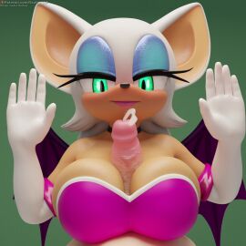 1boy 1girls 3d animated anthro big_breasts blender cum green_eyes handsfree_ejaculation huge_breasts large_breasts large_penis orgasm paizuri paizuri_lead_by_female paizuri_under_clothes rouge_the_bat rouge_the_bat_(nottanj) ruined_orgasm scalingap sonic_(series) tagme throbbing_penis video