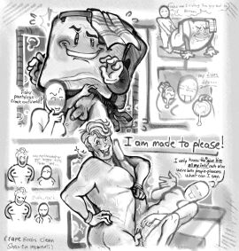 beetlbewbs clean_shaven clothes_lift date_everything dishy_(date_everything) female male male/female mascot_costume spoilers