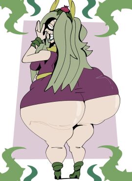 ass big_ass bottom_heavy bubble_ass bubble_butt clothing fat_ass green_hair hair_over_one_eye hoovedleader huge_ass large_ass looking_at_viewer looking_back massive_ass smile terra_snapdragon the_owl_house thick_ass thick_thighs vines wide_hips
