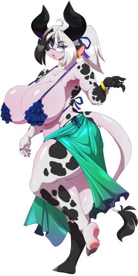 2024 5_fingers absurd_res alejandra_coldthorn alpha_channel anthro big_breasts bikini black_hair blue_eyes bovid bovine breasts cattle chalo clothed clothing digital_media_(artwork) eyebrows eyelashes eyewear female fingers glasses hair hi_res holstein_friesian_cattle hooves horn huge_breasts las_lindas looking_at_viewer mammal multicolored_hair open_mouth round_glasses sarong solo swimwear tail tail_tuft transparent_background tuft two-piece_swimsuit two-tone_hair wearing_glasses white_hair