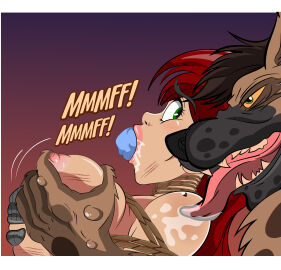 anthro bondage bound female gag hogtied hyena male mr._klamidia_(spacecunts) naked naked_female porn raped_by_monster red_hair saliva sex spacecunts tied tongue tongue_out webcomic