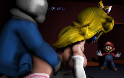 1boy 1girls 3d 3d_model ahe_gao ahegao_face balls blonde-haired_female blonde_hair blush caught caught_cheating caught_in_the_act cheating crack_pairing crossover cuckold cum cum_inside dwarf eastern_and_western_character female give_us_your_balls human male male/female male_penetrating male_penetrating_female mario mario_(series) nintendo penetration penis penis_in_pussy princess_peach pussy sans sfm skeleton source_filmmaker sweat text text_box text_bubble undertale undertale_(series) video_game video_games weird_crossover