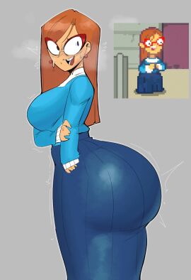 1girls ass ass_in_dress ass_in_skirt big_ass big_breasts big_butt black_eyes blue_dress blue_shirt boobs_and_butt_pose bra breasts brown_hair bubble_ass bubble_butt busty clothing curvy cute dress ear_piercing earrings eyewear female female_focus female_only garp_sand glasses hair huge_ass innocent kindergarten_(game) kindergarten_3 large_ass large_breasts light-skinned_female light_skin long_hair mature mature_female milf motion_lines ms._lovelett nerd nervous_smile nervous_sweat panties pussy red_glasses reference_image shirt side_view sideass sideboob skirt smile solo solo_female solo_focus steam steamy steamy_breath sweat sweatdrop sweating sweaty teacher teacher_outfit